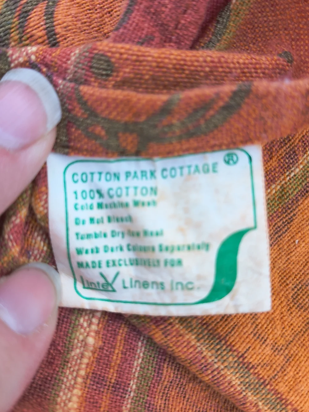 Vintage oblong rectangle orange plaid fall pumpkin Autumn tablecloth